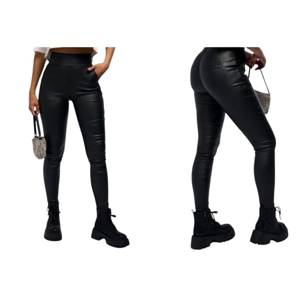 AMMO‎ x AKIRA Big Booty High Waist Pleather Pant w/ 4 Way Stretch Sz L
